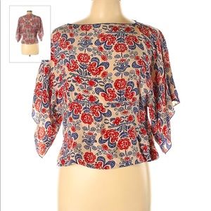 Anna Sui for Anthropology short sleeve silk blouse